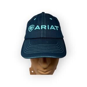 Ariat Men’s Oilskin Blue Embroidered Hat Equestrian Sports Baseball Cap